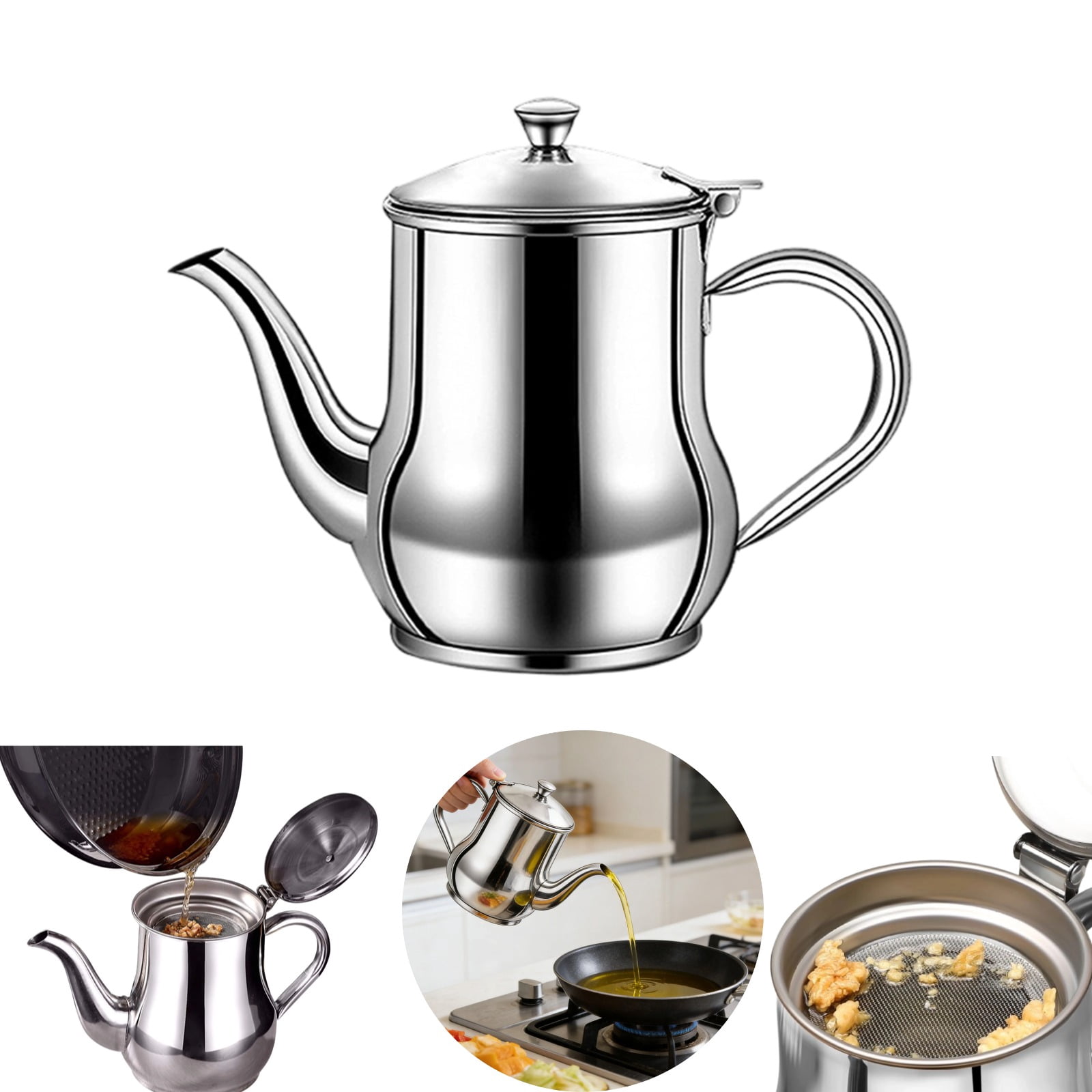 Grease Strainer Stainless Steel Oil Container Oil Dispenser Bacon ...
