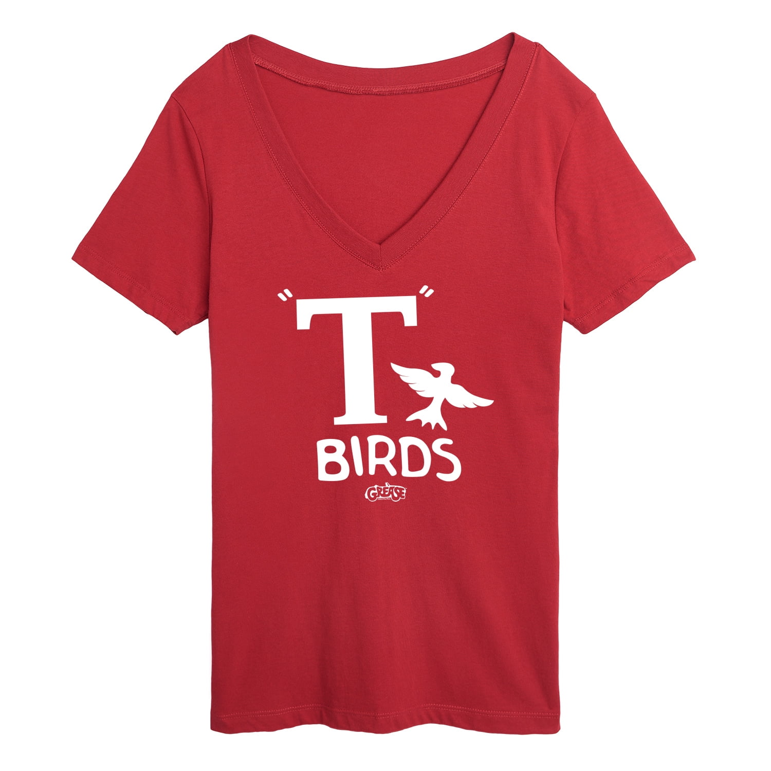 Grease T Birds Rydell High School Mascot Women's Short Sleeve Graphic VNeck TShirt