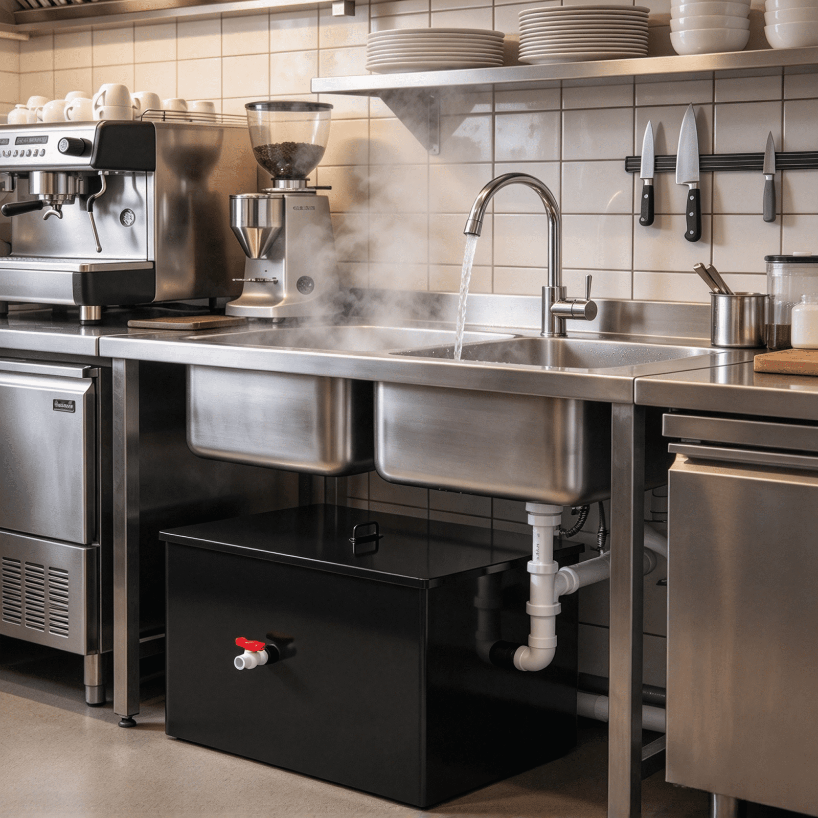 Craft Seperator Grease Trap, Commercial Grease Interceptor 40 LBS, 15.32 GPM Under Sink ...