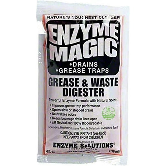 Grease & Waste Digester Cleans Slow/Clogged Drains, Urinals, Commodes, Beverage Towers, Grease Traps; Enzyme Formula Destroys Waste, Fat, Oil, Grease; Neutralizes Odors (4 Oz x 32-Pack)