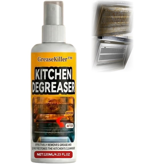 GreaseKiller BBQ Grill Cleaner Spray, Heavy Duty Degreaser (1) | Fast-acting grease removal, suitable for grills and smokers, easy spray application, outdoor use