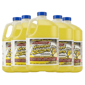 Greased Lightning Super Strength All Purpose Cleaner & Degreaser 128 fl oz (1 Gallon) Heavy Duty Degreasing Spray for Kitchen, Bathroom, Garage, NonToxic, Biodegradable 5 Pack