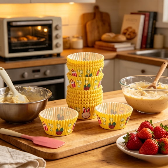 Greaseproof Baking Cups, Cupcake Liners, Muffin Liners, Food Grade Paper, Disposable Baking Supplies, 100 Pack