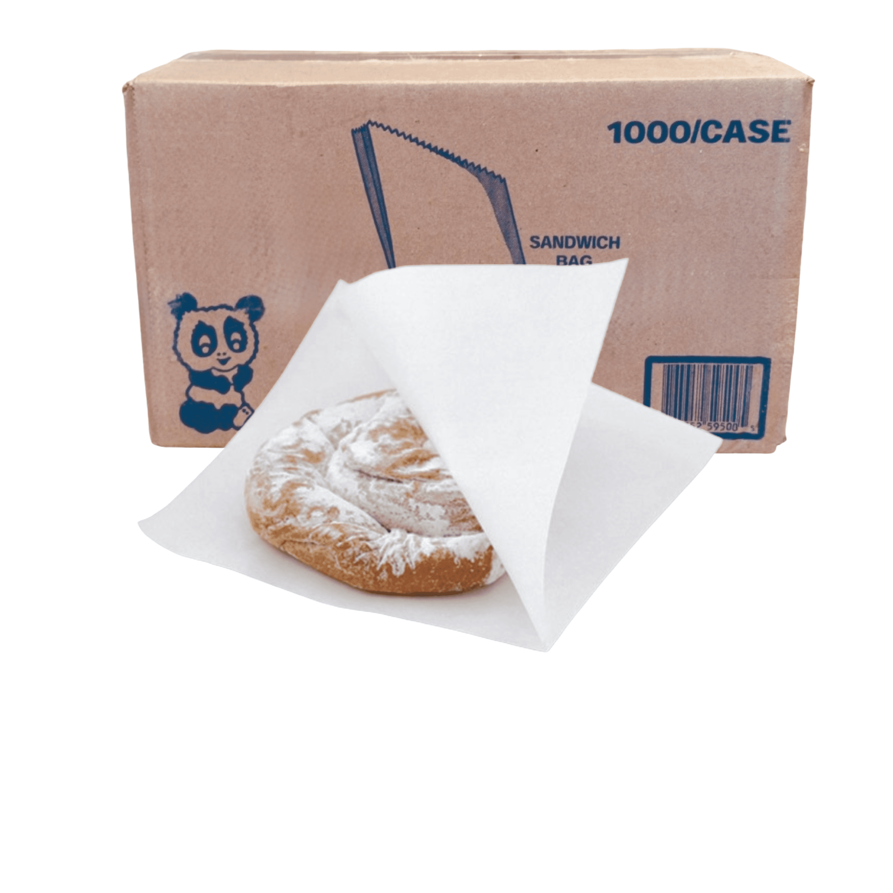 Greaseproof Double-Open Paper Sandwich Bag, White, 6" x 0.75" x 6.75", 1000 Count Box
