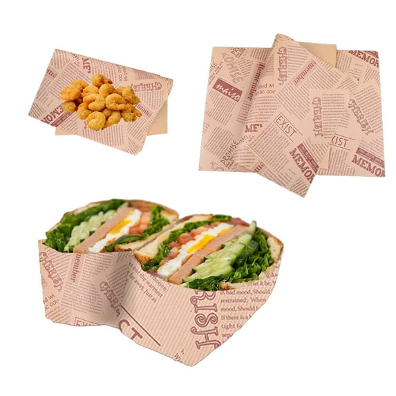 Greaseproof Paper under $5! kkbbma Greaseproof Burger Wrapping Paper, Oil Absorbent Tray Liners, 50 Count Brown Parchment Sheets, Food Service Paper, French Fry Packaging, Bakery Tray Paper