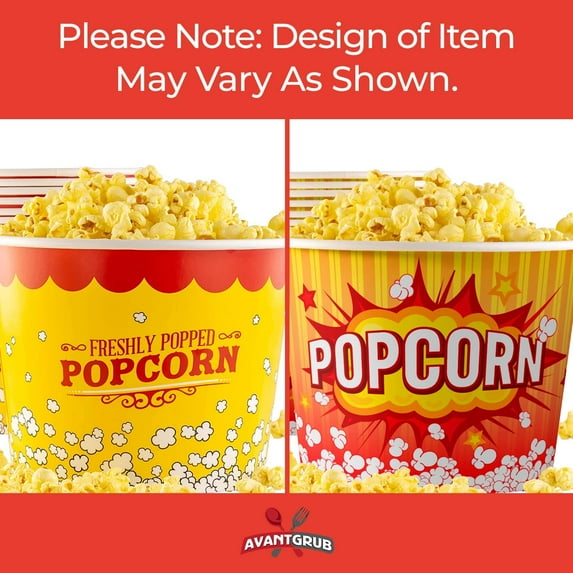 Greaseproof, Retro 85oz Popcorn Buckets 50 Pack. Reusable and Pop Corn ...