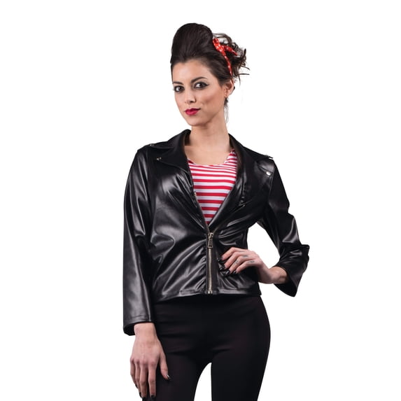 Women's 50s Female Greaser Member Faux Leather Jacket Costume XL 12-14