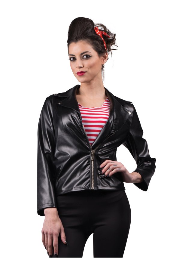 Women's 50s Female Greaser Member Faux Leather Jacket Costume XXL 14-16