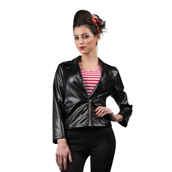 Women's 50s Female Greaser Member Faux Leather Jacket Costume XXL 14-16