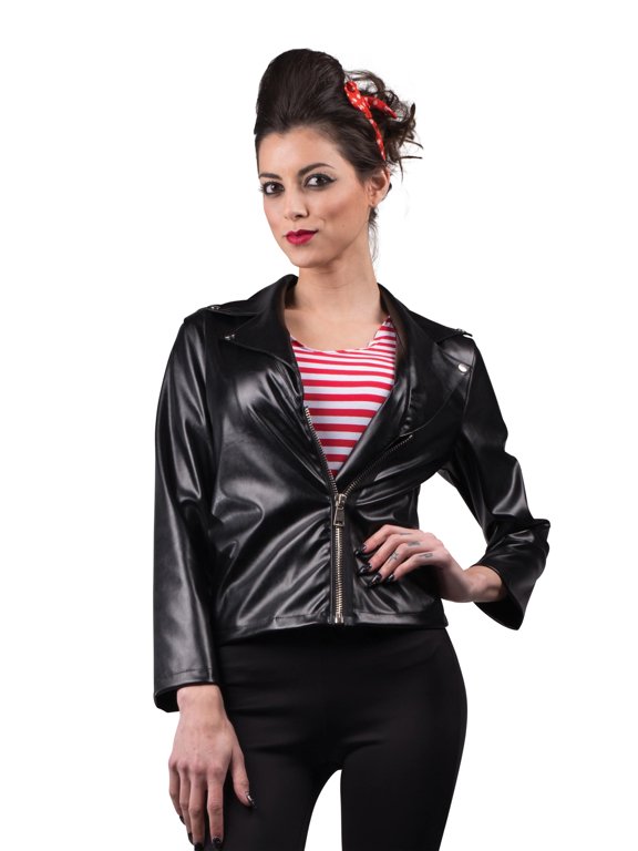 Women's 50s Female Greaser Member Faux Leather Jacket Costume XXL 14-16