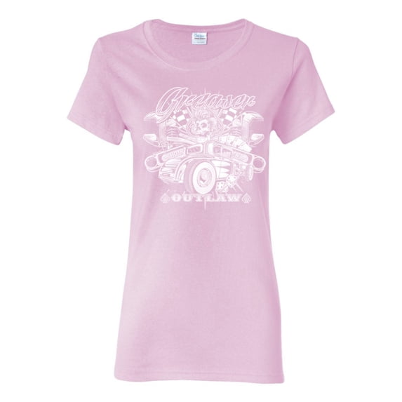 Greaser Outlaw Hot Rod Gambling Mechanic Pop Culture Womens Graphic T-Shirt, Light Pink, Medium