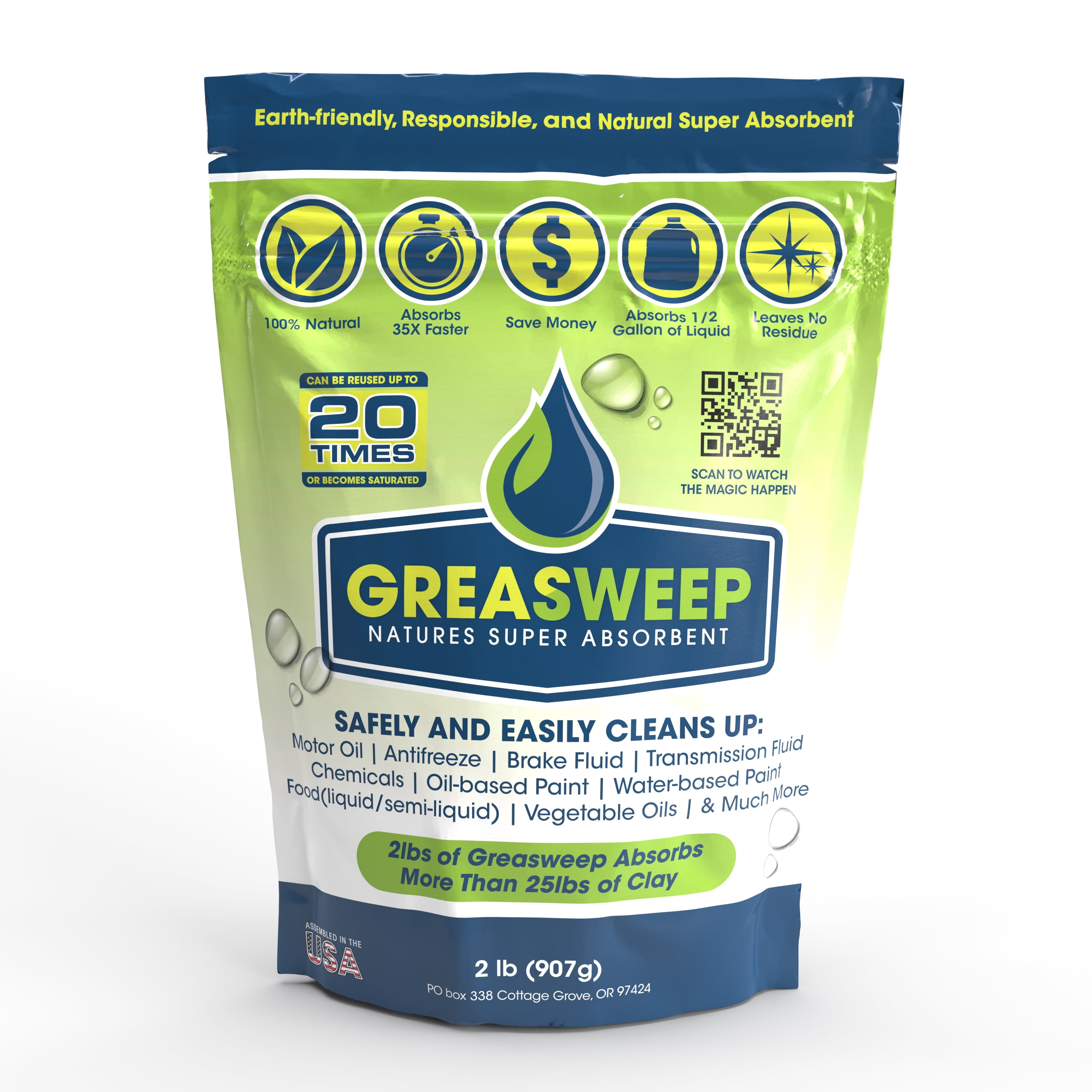 Greasweep Super Absorbent Powder, All Purpose Cleaners, 2 Lb Bag