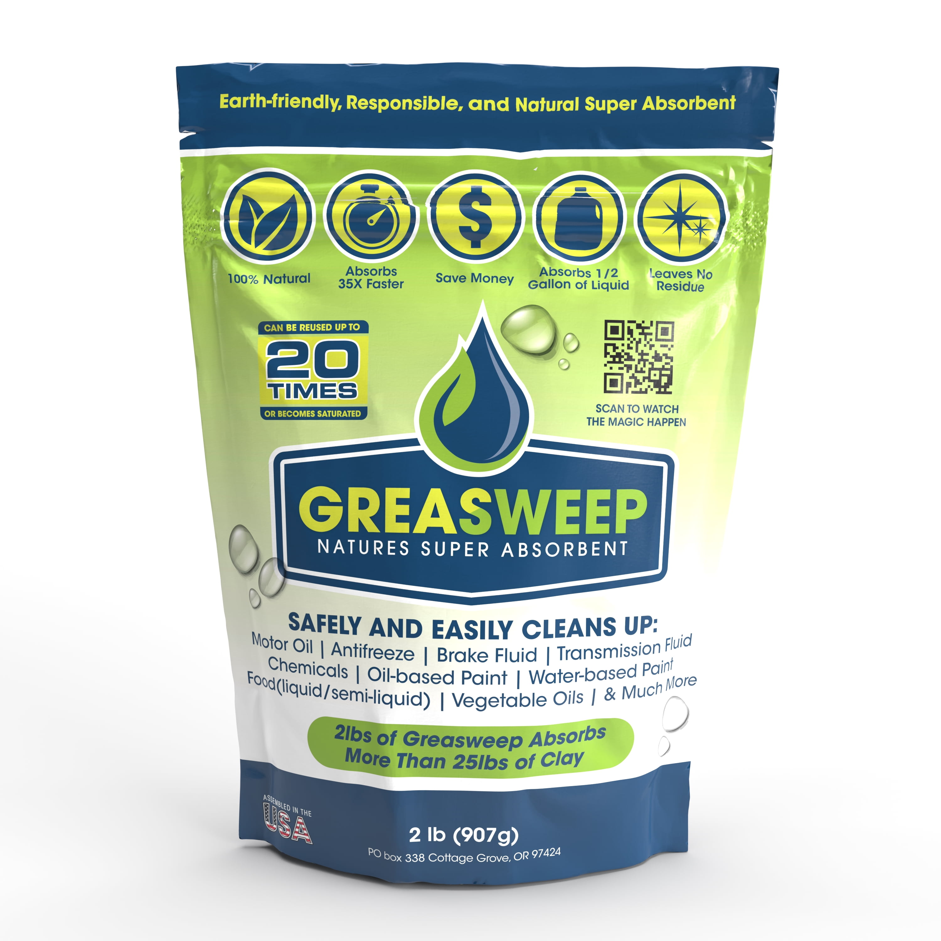 Greasweep Super Absorbent Powder, All Purpose Cleaners, 2 lb Bag