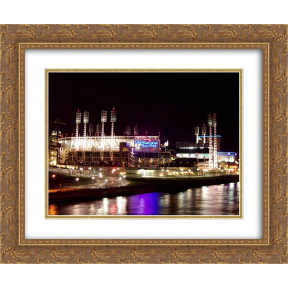 Great American Ballpark 2x Matted 24x20 Gold Ornate Framed Art Print from the Stadium Series