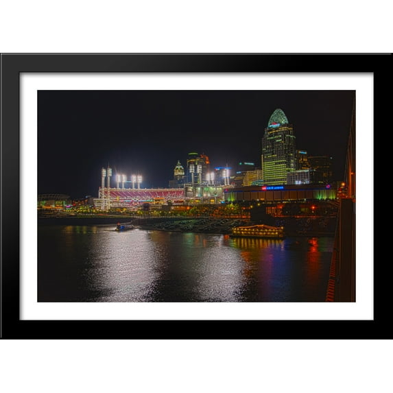 Great American Ballpark 40x28 Large Black Wood Framed Print Art - Home of the Cincinnati Reds