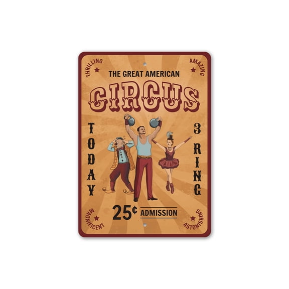 Great American Circus Aluminum Metal Decor Sign - 10x14 inches