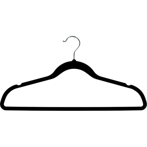 The Great American Hanger Company Black Rubber Coated Non-Slip Slim Line Suit Hanger, Box of 100 Flexible Ultra Thin Clothes Hanger w/ Swivel Hook and