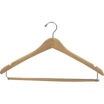 The Great American Hanger Company Curved Wooden Suit Hanger with Natural Finish & Locking Pant Bar, 1/2 Inch Thick Hangers with Chrome Swivel Hook box