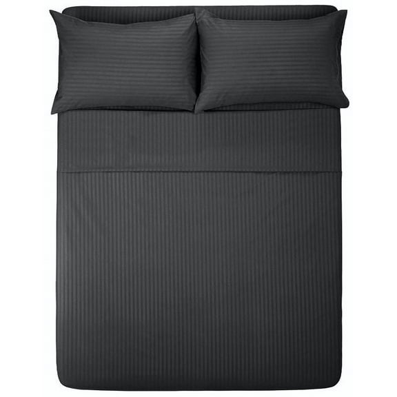 The Great American Store- 4PC (Full, Stripe Black) 15 Inch Deep Sheet Set, 1800 Series Double Brushed Microfiber - Easy Care, Fade, Shrink and Wrinkle Resistant Bedding Sheet Set