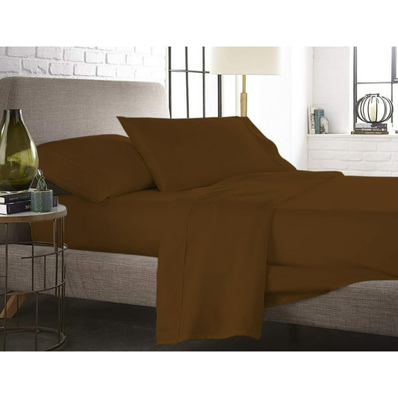 The Great American Store- 4PC Sheet Set (Expanded Queen, Solid Chocolate) 11 Inch Deep, 1800 Series Double Brushed Microfiber - Easy Care, Fade, Shrink and Wrinkle Resistant