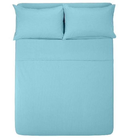 The Great American Store- 4PC Sheet Set (Queen, Stripe Light Blue) 22 Inch Deep, 1800 Series Double Brushed Microfiber - Easy Care, Fade, Shrink and Wrinkle Resistant