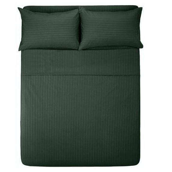 The Great American Store- 4PC Sheet Set (Short Queen, Stripe Grey) 17 Inch Deep, 1800 Series Double Brushed Microfiber - Easy Care, Fade, Shrink and Wrinkle Resistant