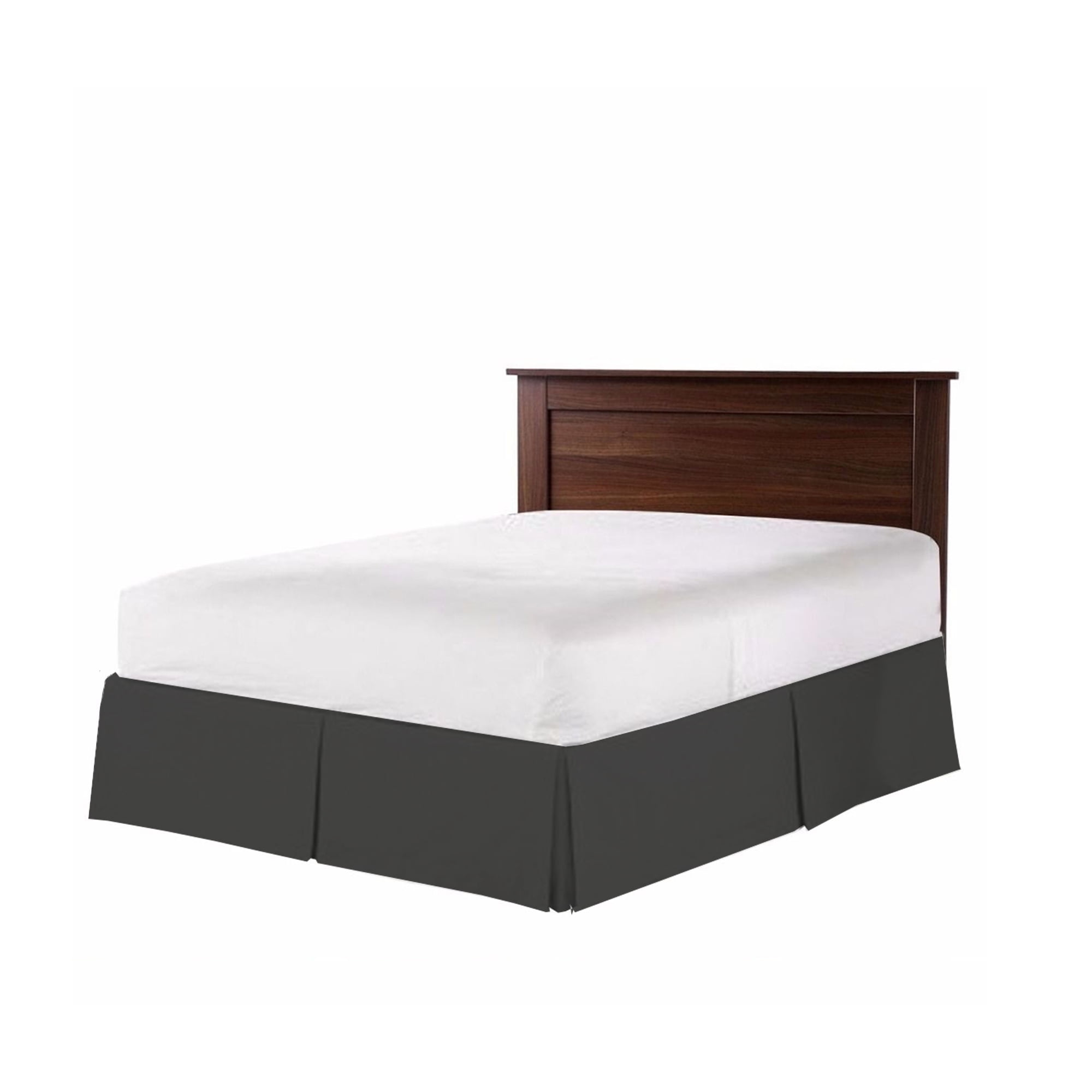 The Great American Store Easy on/Easy Off Double Brushed Easy-Stretch Design Fade Resistance Microfiber 15-Inch Drop Length Pleated Bed Skirt - Full (Solid, Grey)