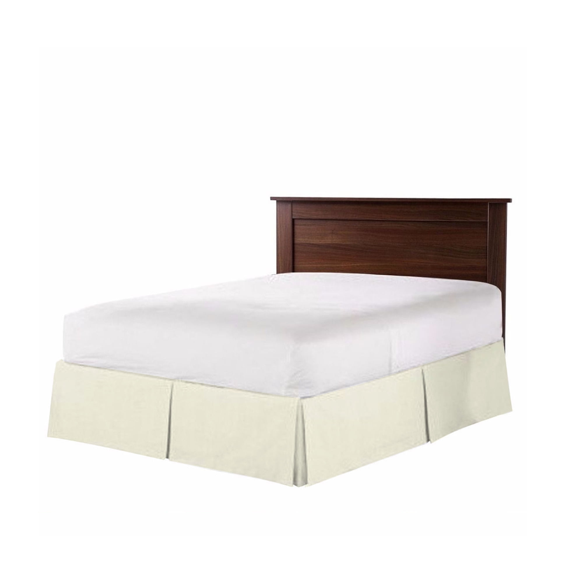 The Great American Store Easy on/Easy Off Double Brushed Easy-Stretch Design Fade Resistance Microfiber 15-Inch Drop Length Pleated Bed Skirt - Queen (Solid, Ivory)