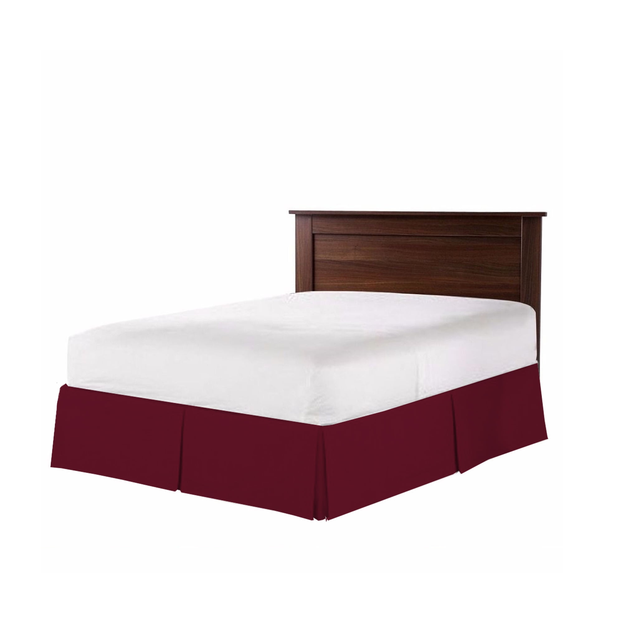 The Great American Store Easy on/Easy Off Double Brushed Easy-Stretch Design Fade Resistance Microfiber 15-Inch Drop Length Pleated Bed Skirt - Twin (Solid, Burgundy)