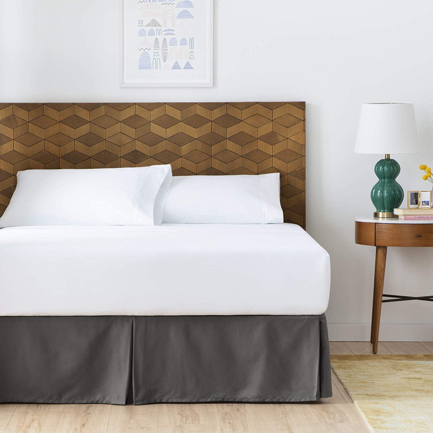 The Great American Store Full Bed Skirt Dark Grey Solid 15 Inch Tailored Drop Pleated Bed Skirt, Easy Fit Dust Ruffle, Soft Brushed Microfiber Ruffle Bed Skirt, Luxury Bedskirt