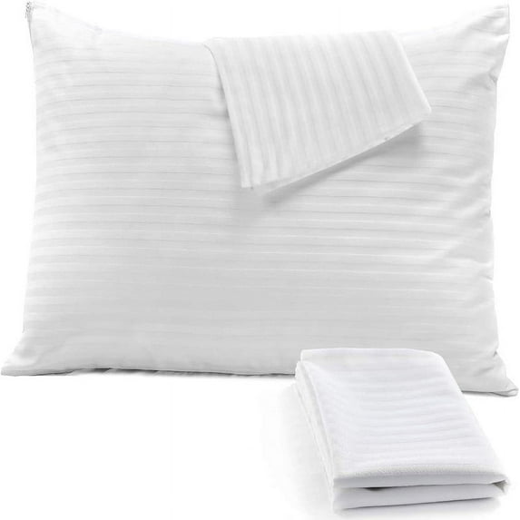 The Great American Store King Pillow Cases Stripe White - 10 Pack - Envelope Closure - Soft Brushed Microfiber Fabric - Shrinkage and Fade Resistant Pillow Cases King Size 20 X 40 Inches