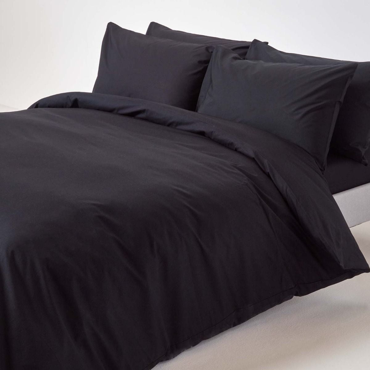 The Great American Store Lightweight Microfiber Twin/Twin XL Size Duvet Cover Set With Zipper Closure Solid Black Soft And Comfrotable Comforter Cover and Pillow Shams