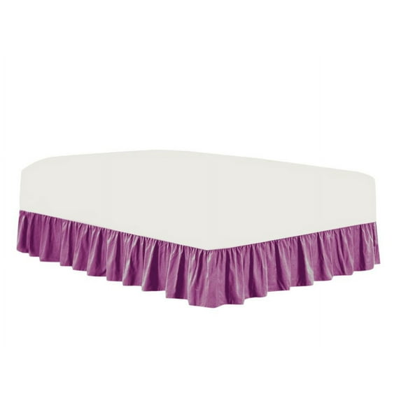 The Great American Store Premium 1800 Series Brushed Microfiber Easy Fit Gathered Style Ruffled Bed Skirt - 30 Inch Drop Length (Queen Size, Solid Lavender) - Covers Bed Legs & Frame