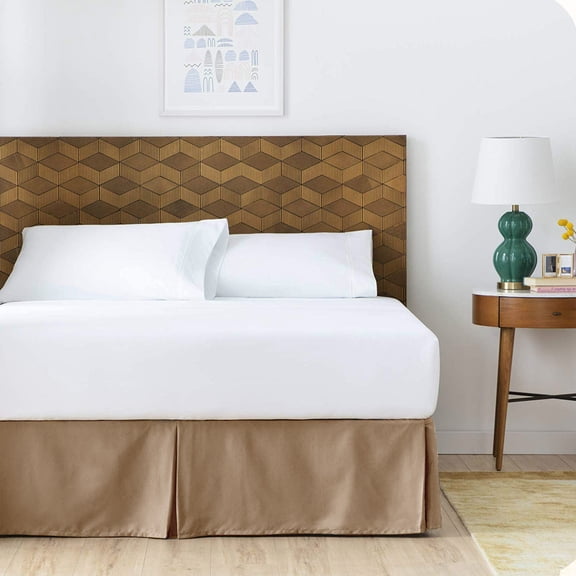 The Great American Store Queen Bed Skirt Taupe Solid 15 Inch Tailored Drop Pleated Bed Skirt, Easy Fit Dust Ruffle, Soft Brushed Microfiber Ruffle Bed Skirt, Luxury Bedskirt