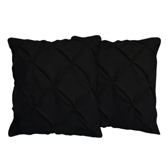 The Great American Store Set of 2 Pinch Pleat Pillow Shams (Big Euro 30 x 30, Black) 1800 Series Brushed Microfiber - Wrinkle & Stain Resistant Decorative Bed Pillow Shams