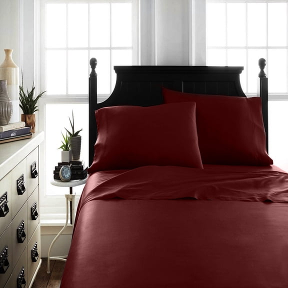 The Great American Store Twin XL Size Bed Sheet Set - Solid Burgundy Hotel Luxury Bed Sheets - Extra Soft - Deep Pockets - Easy Fit - Breathable & Cooling Sheets