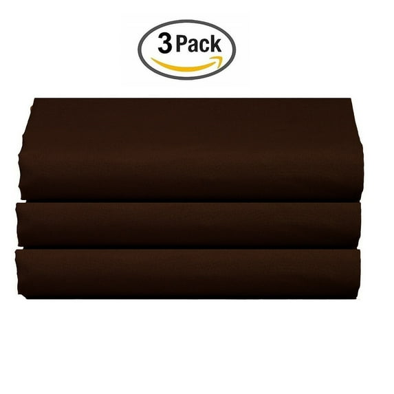 The Great American Store Ultra-Soft 1800 Series Microfiber Solid Flat Sheet (Pack of 3, Cal King, Chocolate)- Top Sheets - Hypoallergenic - Wrinkle, Fade, Stain Resistant