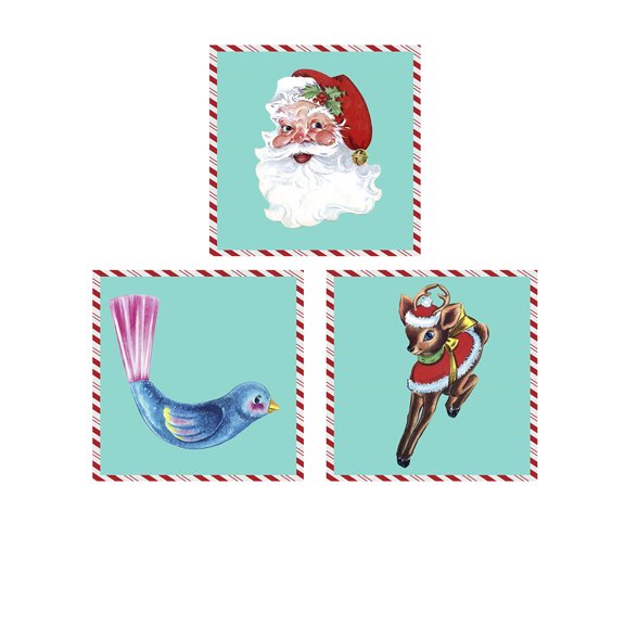Great Art Now 1955 Christmas by Alicia Ludwig 3 Piece Print Art Set Each 12W x 12H