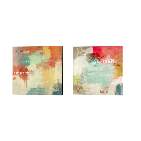 Great Art Now A Dreamer & Be Yourself by Anne Munson 2 Piece Canvas Art Set Each 14"W x 14"H
