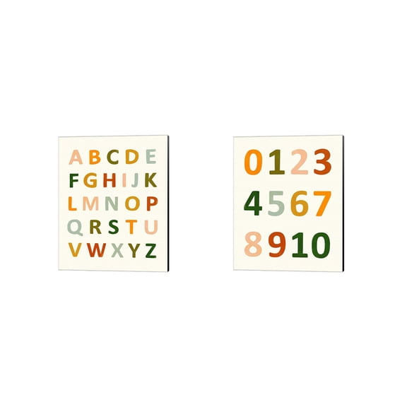 Great Art Now ABC 123 by Victoria Borges 2 Piece Canvas Art Set Each 12"W x 15"H