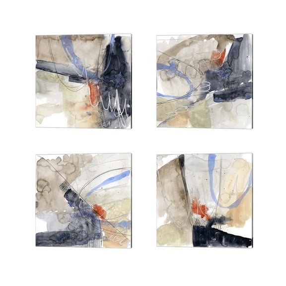 Great Art Now Abstract Coordinates by Jennifer Goldberger 4 Piece Canvas Art Set Each 14W x 14H