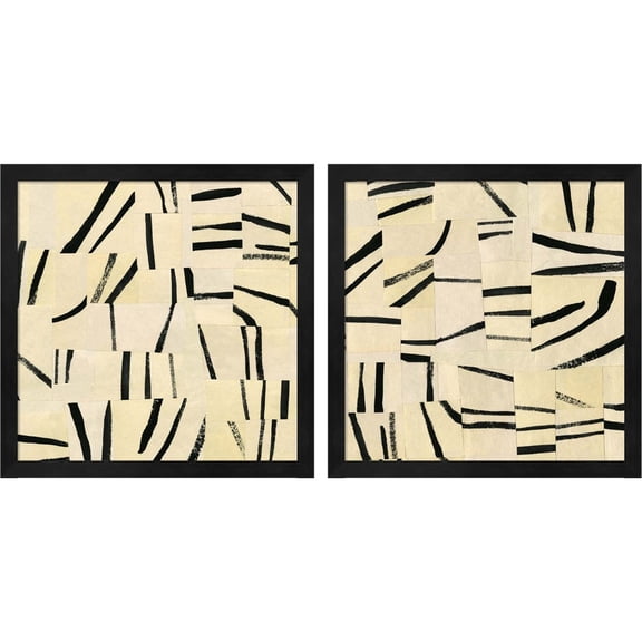 Great Art Now Abstract Grid by Emma Caroline, 2 Piece Framed Art Set Each 13"W x 13"H