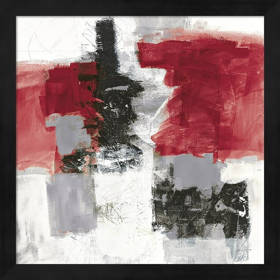 Great Art Now Action II Red Black Sq by Jane Davies Framed Wall Art 13"W x 13"H
