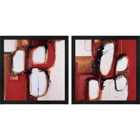 Great Art Now African Kraal & The Drum by Natasha Barnes, 2 Piece Framed Art Set Each 13"W x 13"H