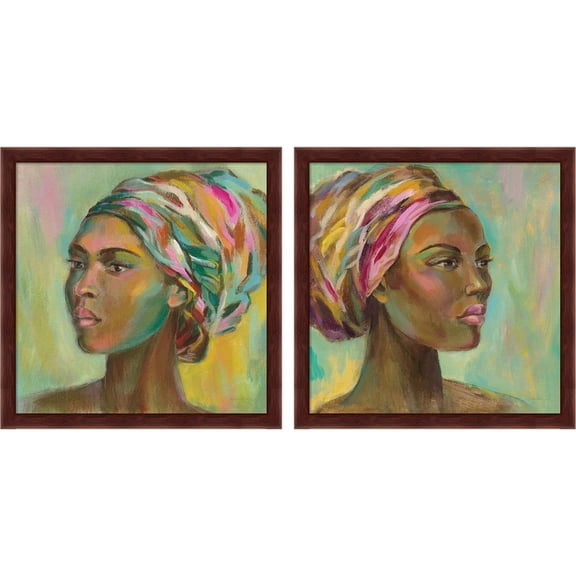 Great Art Now African Woman by Silvia Vassileva, 2 Piece Framed Art Set Each 13"W x 13"H