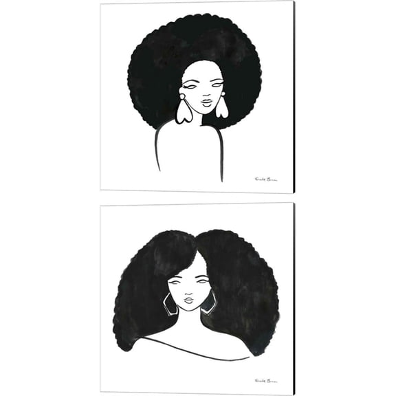Great Art Now Afro Girl by Farida Zaman 2 Piece Canvas Art Set Each 14W x 14H