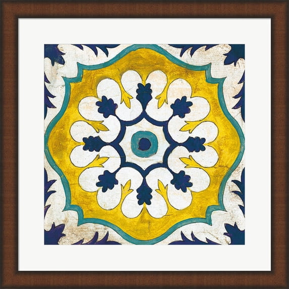 Great Art Now Andalucia Tiles C Blue and Yellow by Silvia Vassileva Framed Wall Art 20"W x 20"H