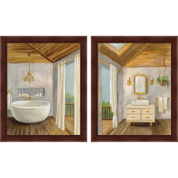 Great Art Now Attic Bathroom by Silvia Vassileva, 2 Piece Framed Art Set Each 9.25"W x 11.25"H