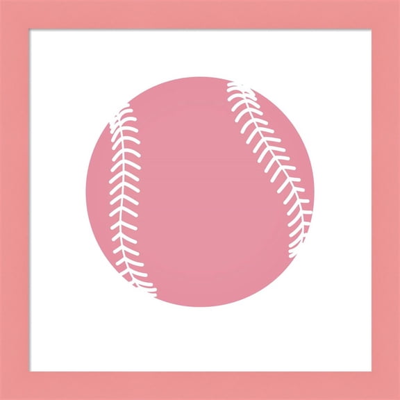 Great Art Now Baby Pink Softball on White by Sports Mania, Framed Wall Art, 14W x 14H