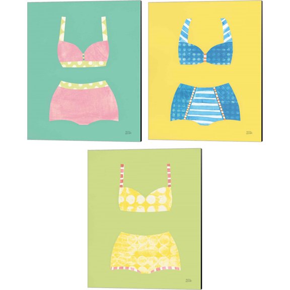Great Art Now Bathing Beauties Pastel by Melissa Averinos 3 Piece Canvas Art Set Each 12W x 15H